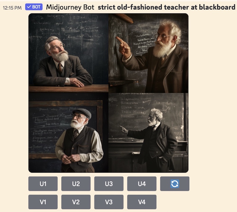 A Midjourney Discord image screen