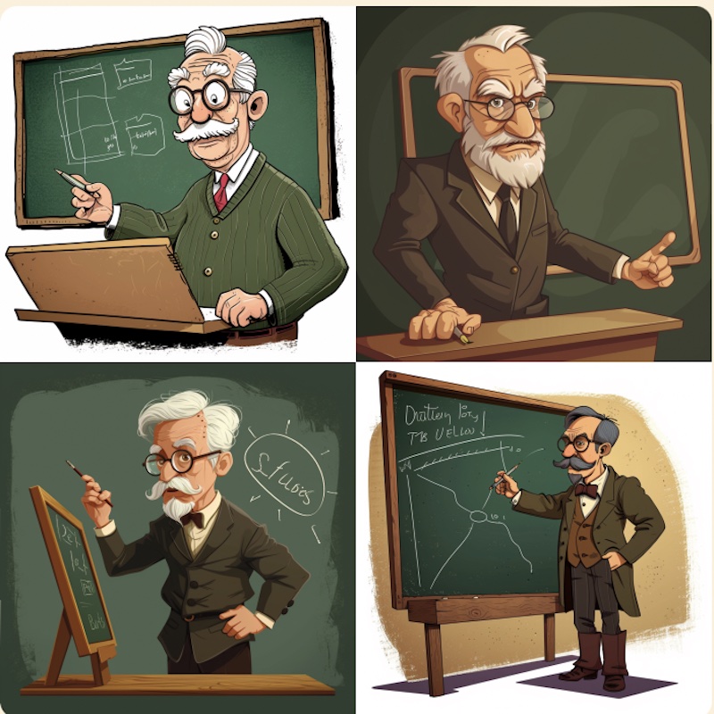 Midjourney cartoon teacher