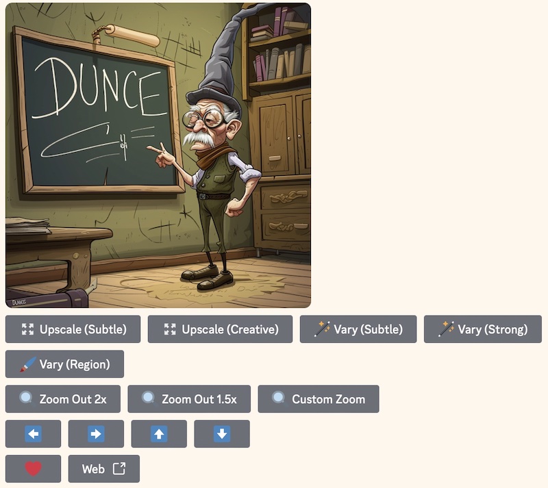 a particular Midjourney cartoon teacher
