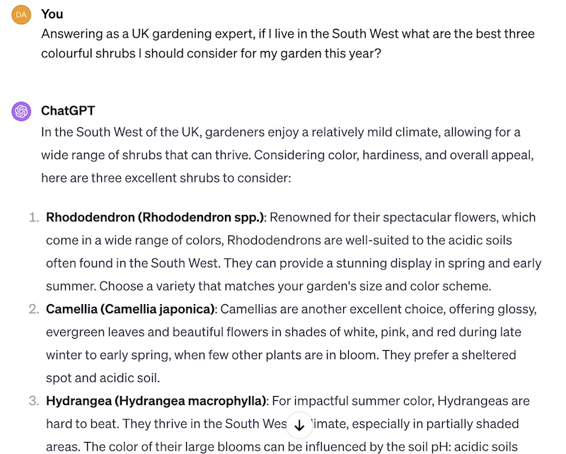 ChatGPT gardening tip