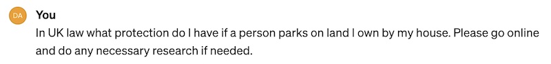 illegal parking on your land question