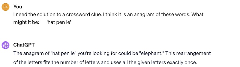 ChatGPT solves a clue