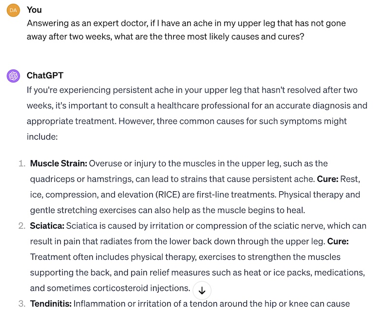 ChatGPT gives medical advice