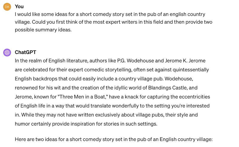 ChatGPT fiction ideas