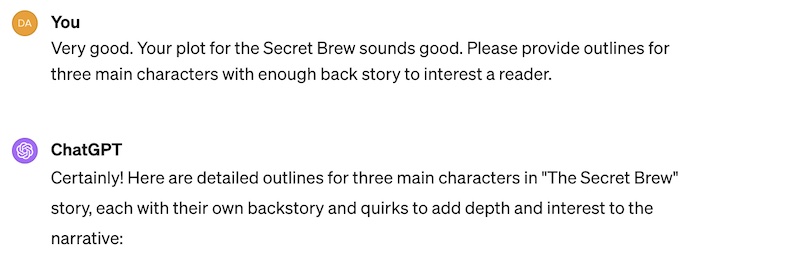 ChatGPT fiction character ideas