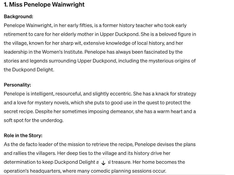 ChatGPT fiction character ideas