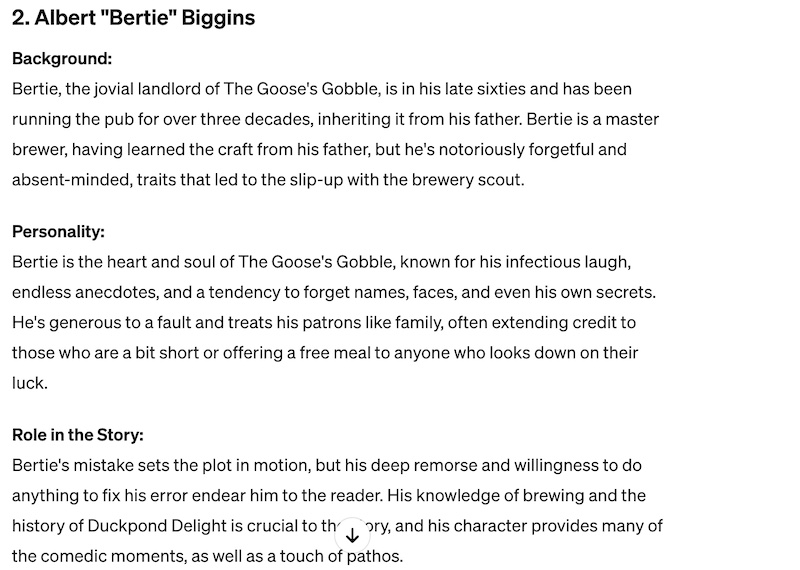 ChatGPT fiction character ideas