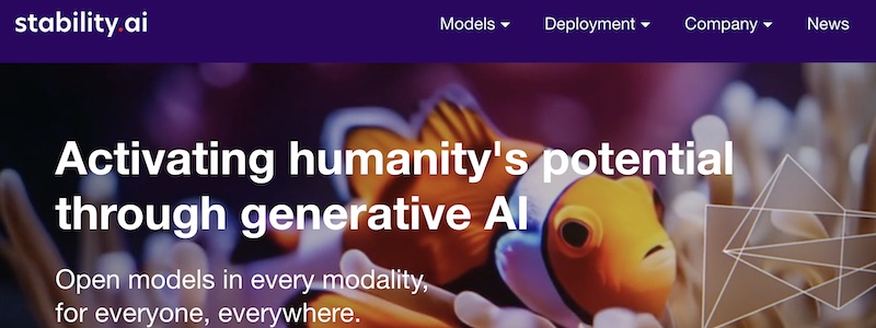 Stability AI home page