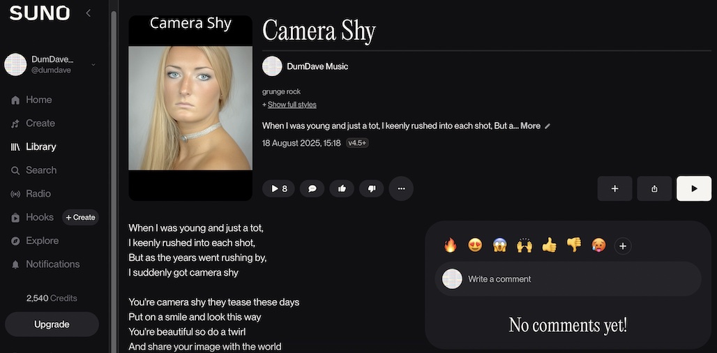 Suno interface