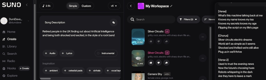 Suno interface