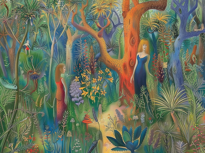 A Midjourney image of an exotic garden