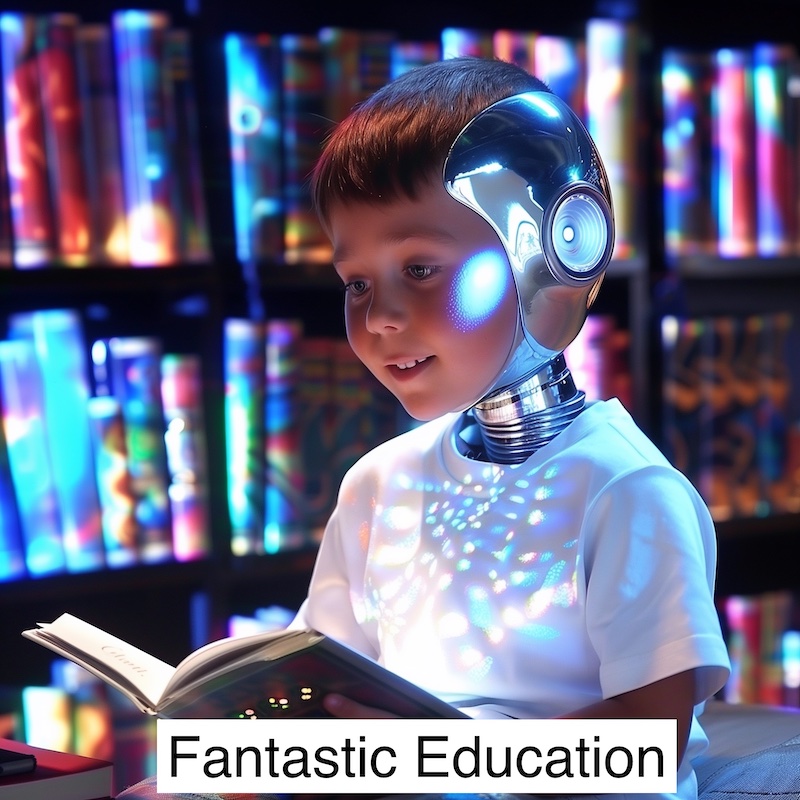 happy child wearing metallic headphone device