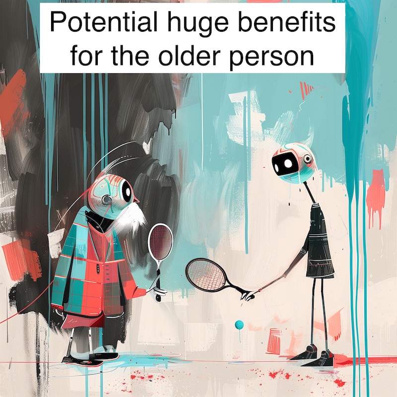 cartoon older people playing tennis