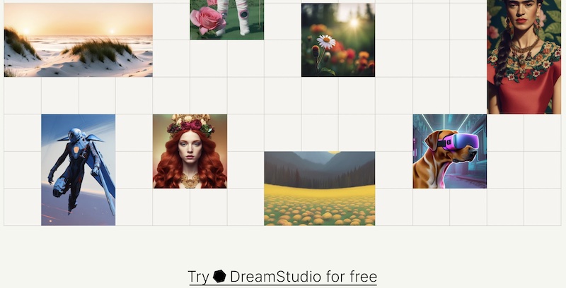 home page DreamStudio