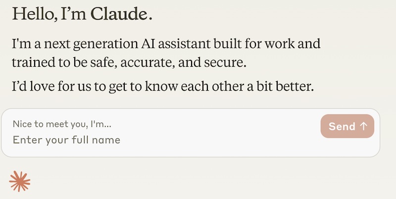 Claude asking your name