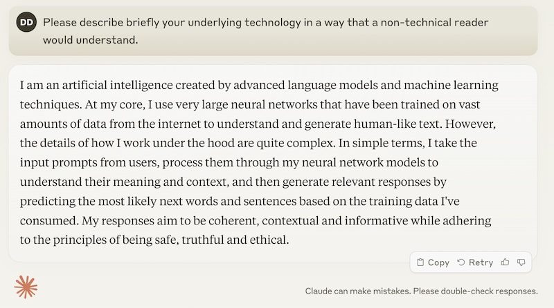 Claude page describing itself