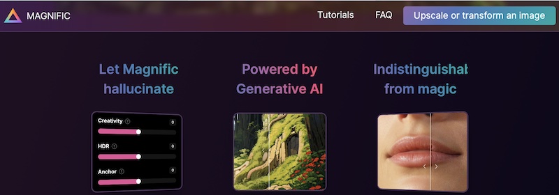 Magnific homepage